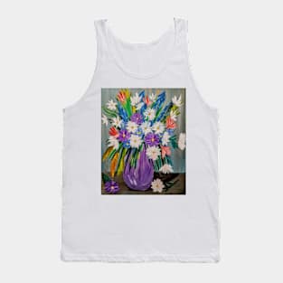 A lovely mixed of colorful flowers in a metallic purple vase Tank Top